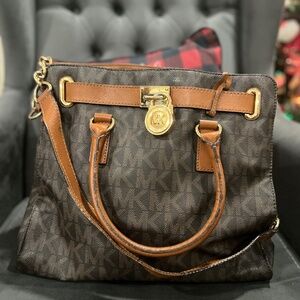Michael Kors Brown “MK” Signature Monogram Satchel / Tote – Used
